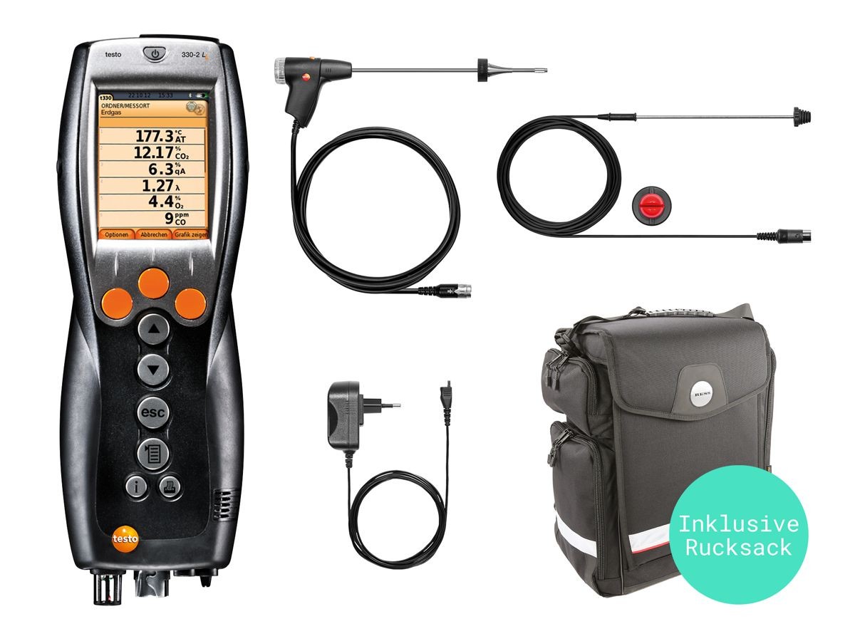testo 330-2 LL Abgasmessgerät-Set - Rucksack-Frühjahrsaktion
