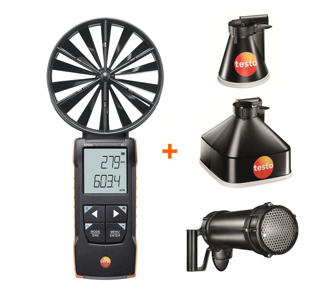 testo 417 Set 2 Flügelrad-Anemometer mit Trichterset und Gleichrichter testo 417 Set 2 Flügelrad-Anemometer mit Trichterset und Gleichrichter