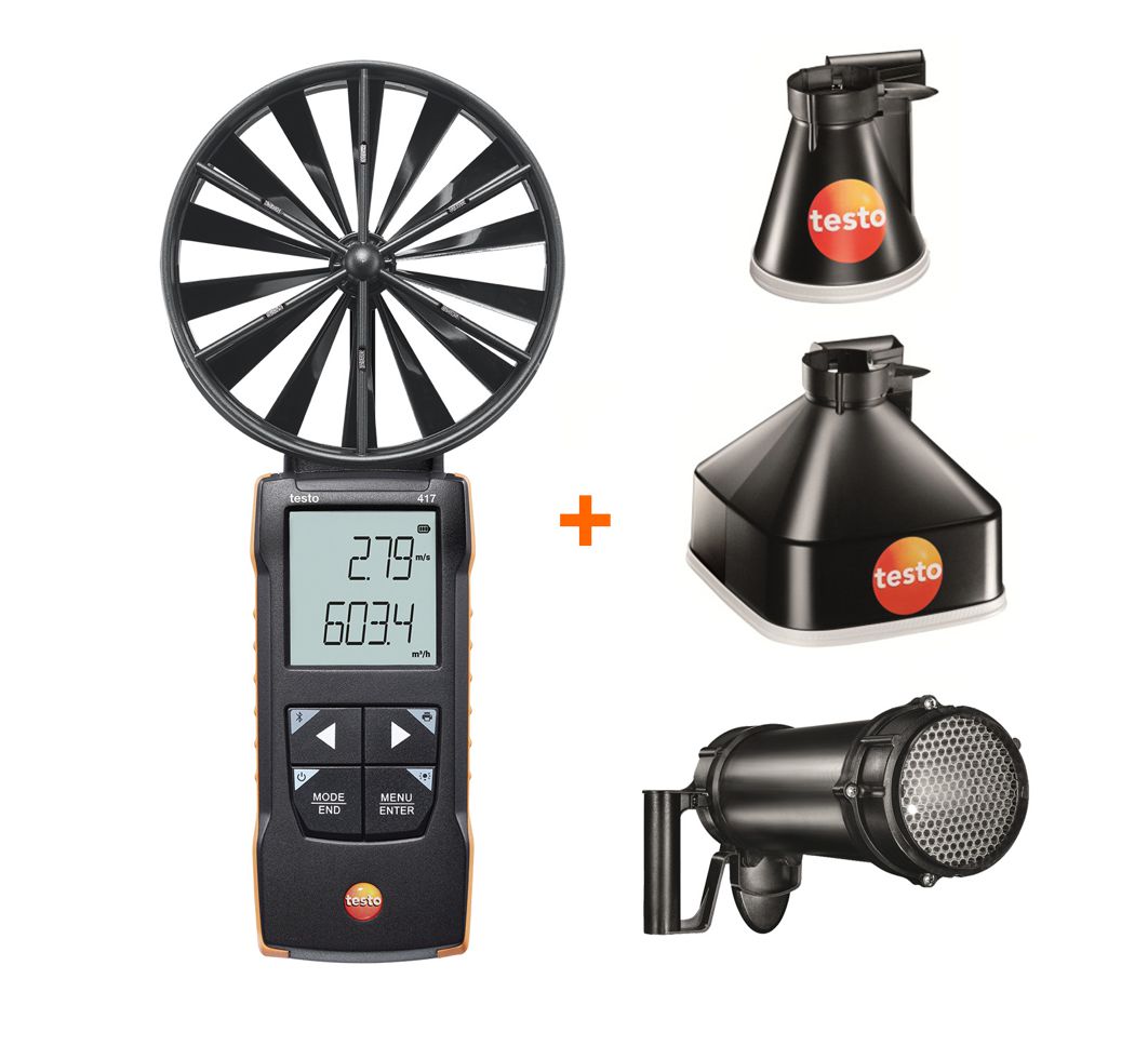 testo 417 Set 2 Flügelrad-Anemometer mit Trichterset und Gleichrichter