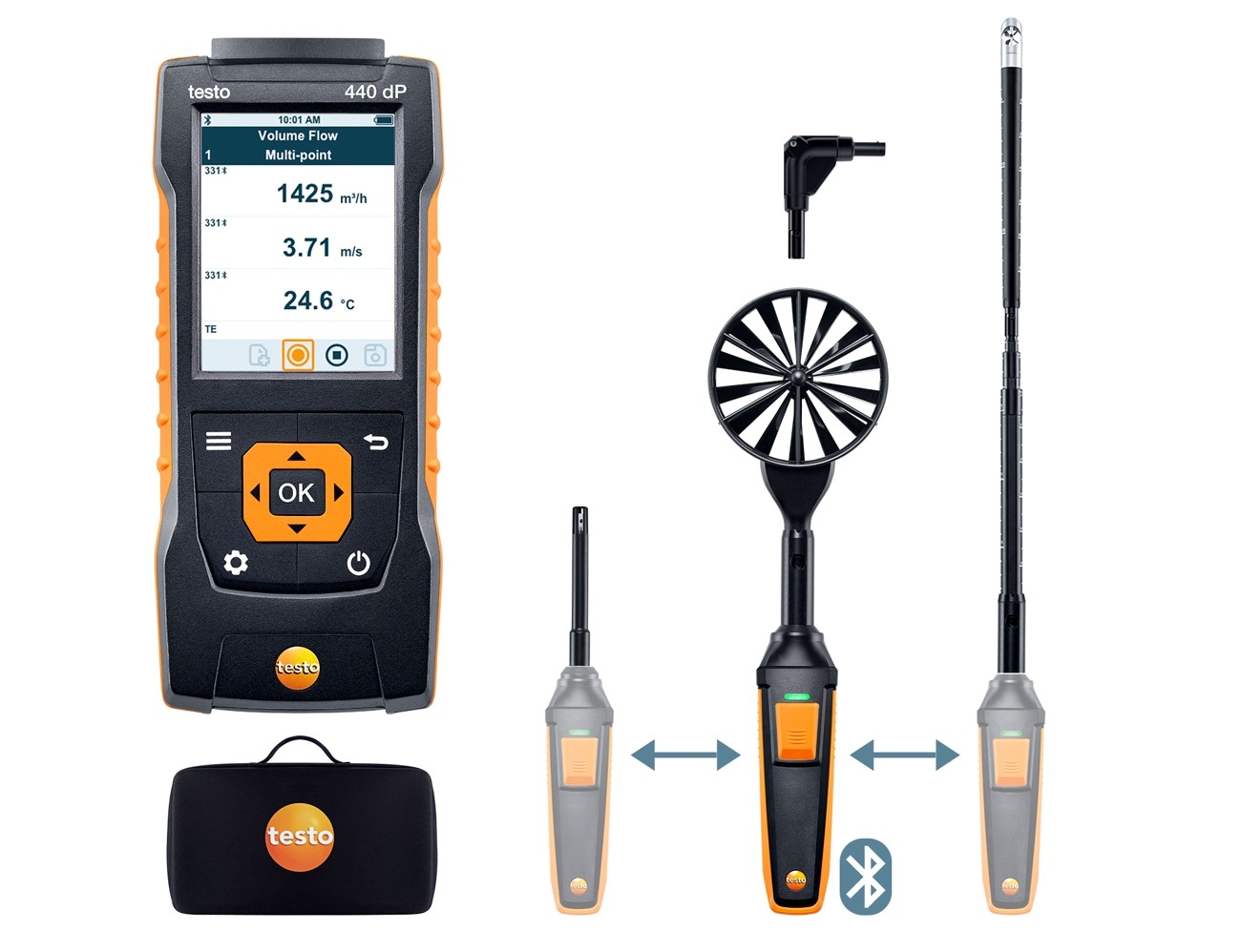 testo 440 Klimamessgerät delta P Strömungs-Kombi-Set 2 mit BT®