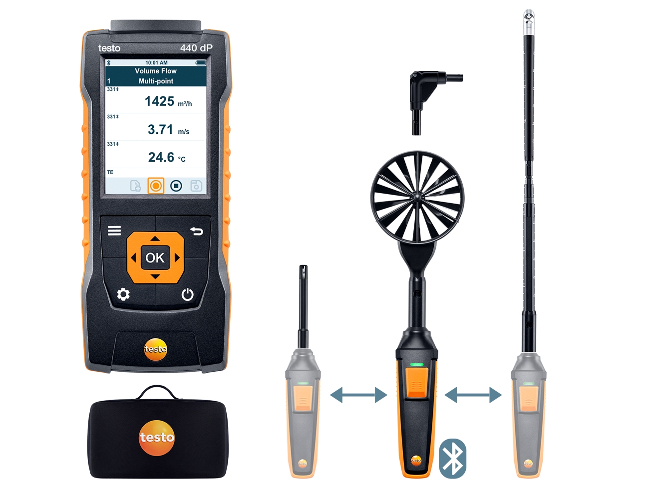 testo 440 klimamåleapparat delta P Flow Combo sæt 2 med BT®