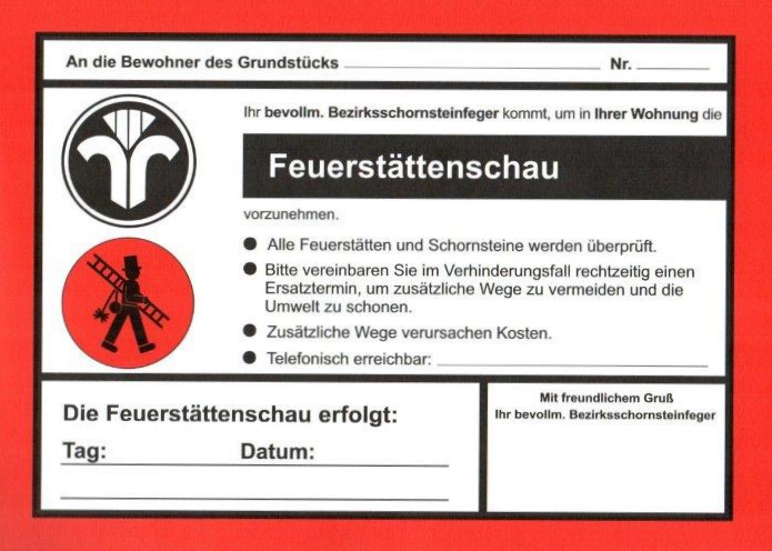 Formulaire d'annonce « Inspection de cheminée » DIN A5