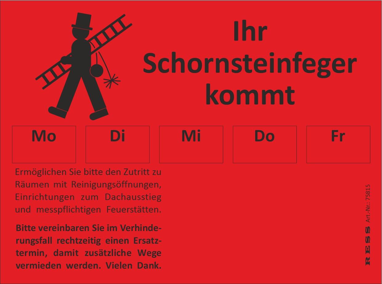 Anmeldezettel "Wochentage" rot Anmeldezettel "Wochentage" rot