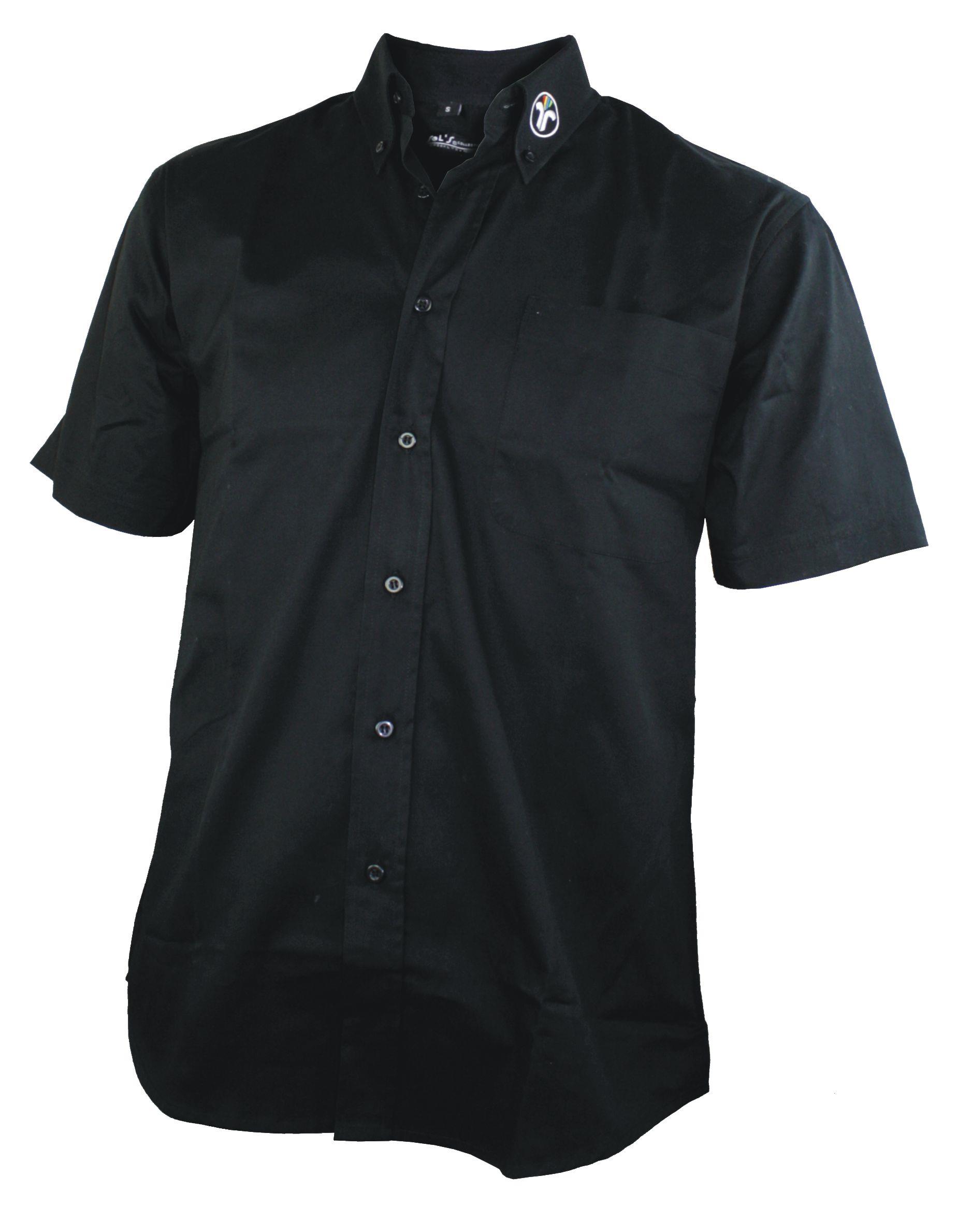 Baumwoll-Hemd, schwarz, kurzarm
