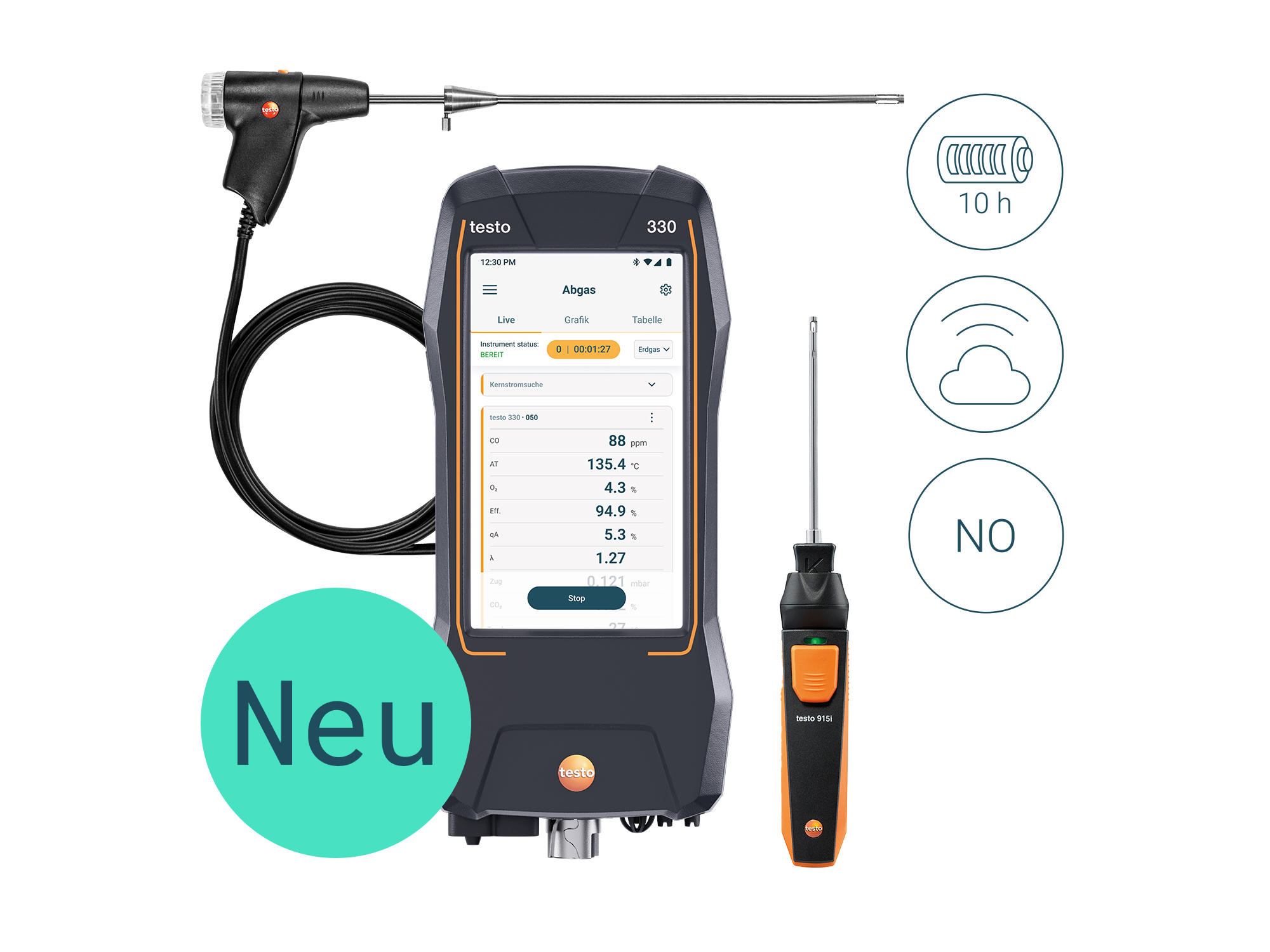 testo 330 SE NG NO Abgasmessgerät - Schornsteinfeger-Set