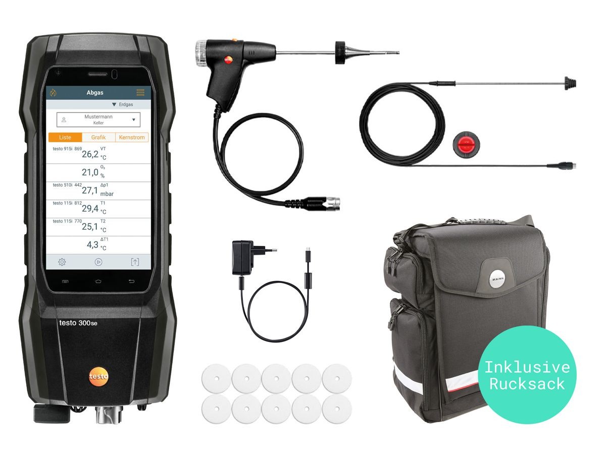 testo 300 SE Abgasmessgerät Longlife-Set - Rucksack-Frühjahrsaktion