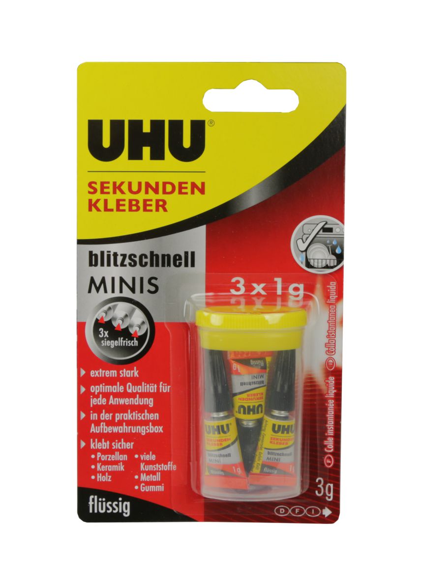 Superglue UHU Rapid Minis 3x1g