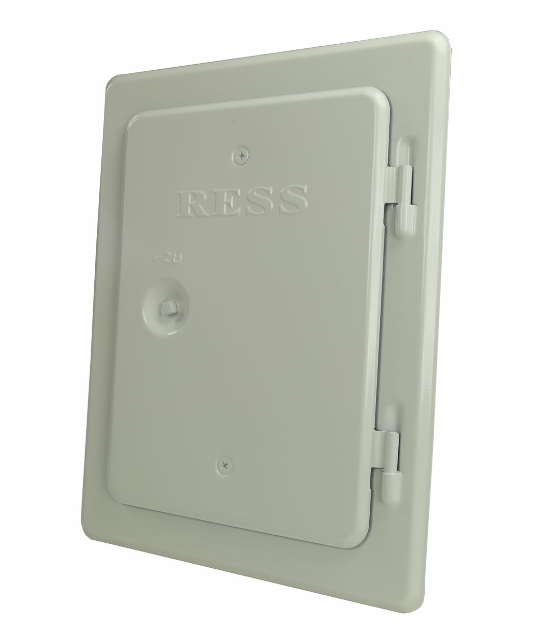 Porte de cheminée 14 x 20 cm - galvanisée, revêtement blanc avec serrure carrée