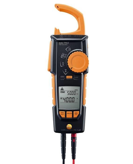 testo 770-2 TRMS Clamp Meter + 1 Set Measuring Leads, Adapter Type K
