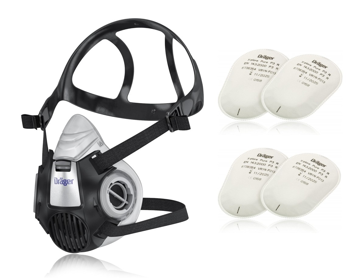 Dräger Dust Protection Mask X-plore 3300, Gr. M including 2 Pairs of Filters P3