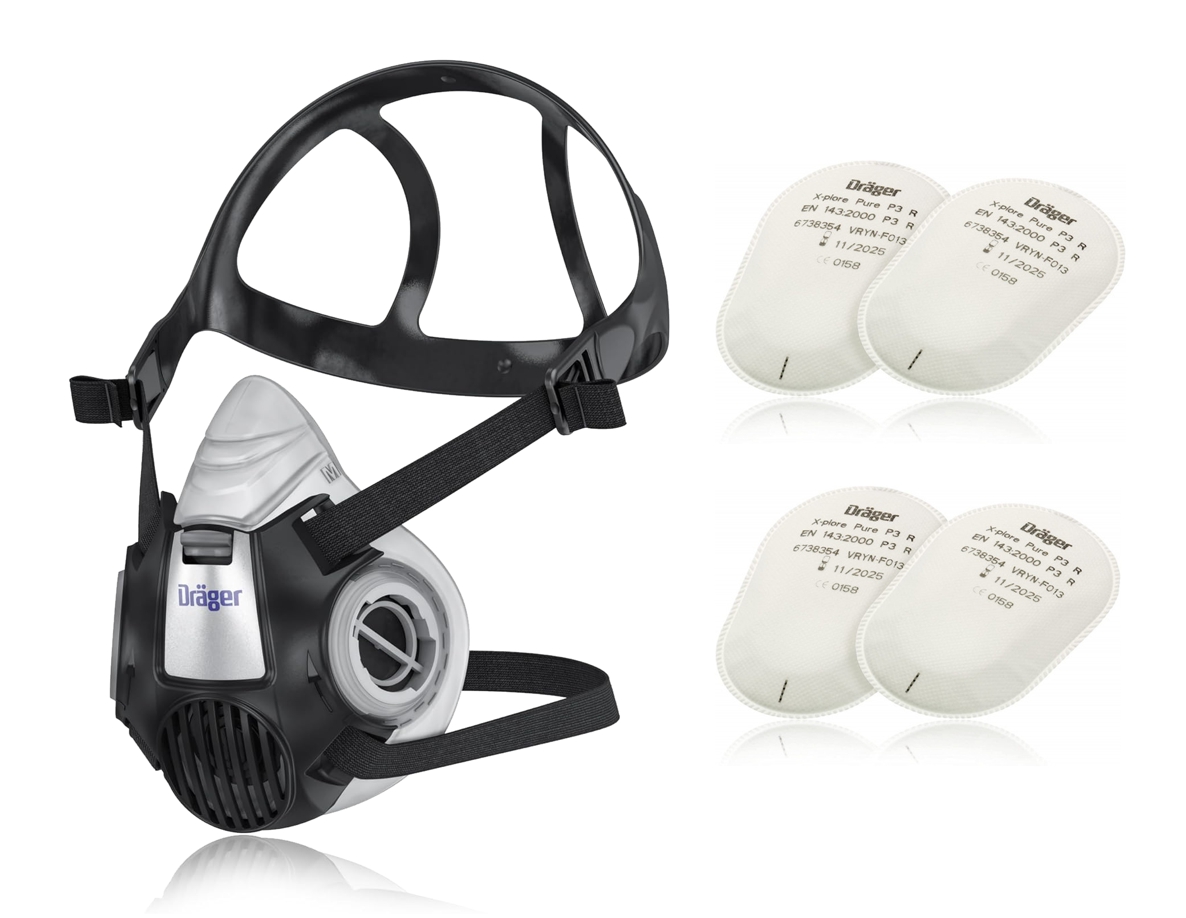 Dräger Staubschutzmaske X-plore 3300, Gr. M inklusive 2 Paar Filter P3