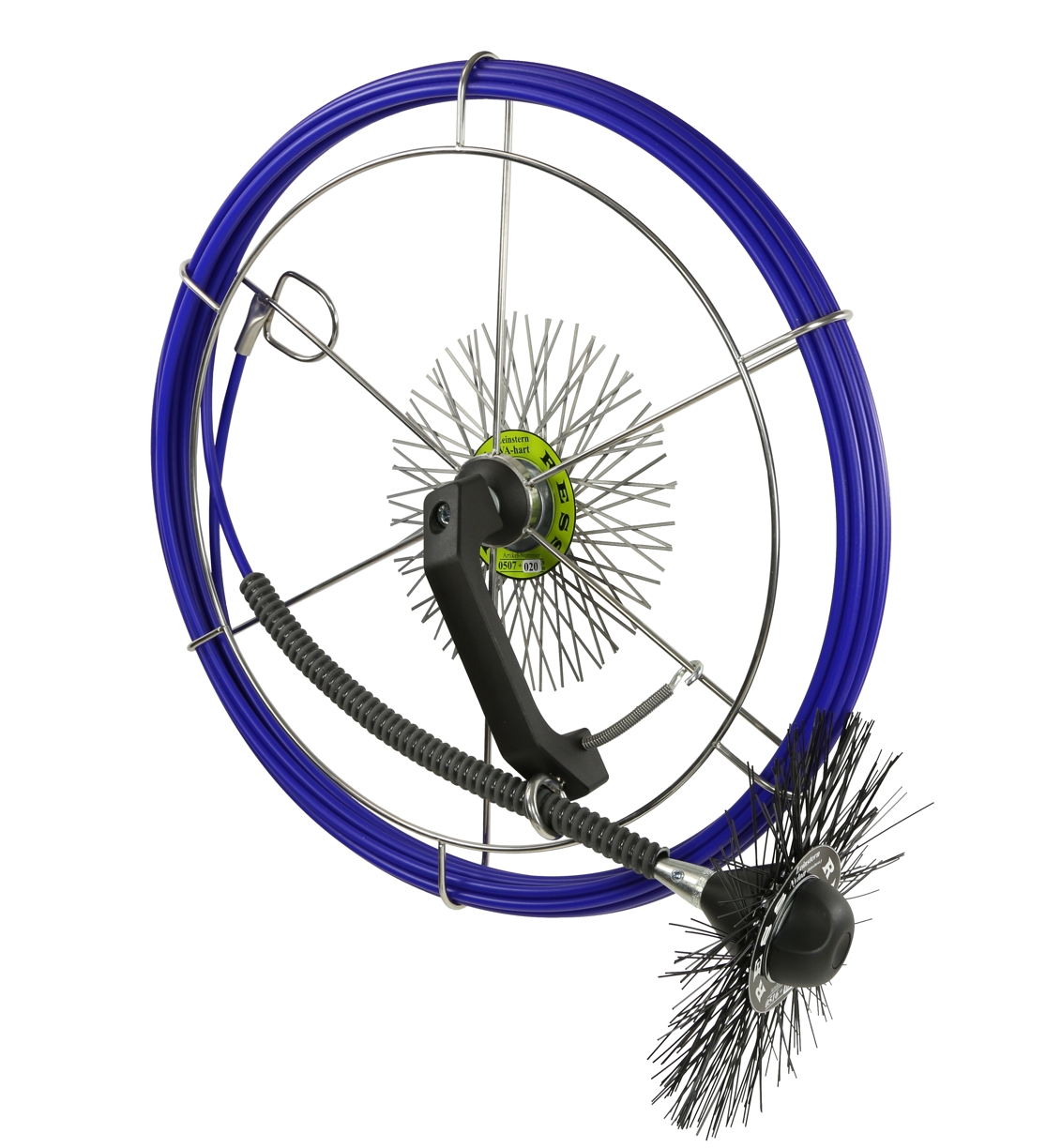 Dévidoir de ramonage 15 m - tige en PRV Ø 7,5 mm, bleu