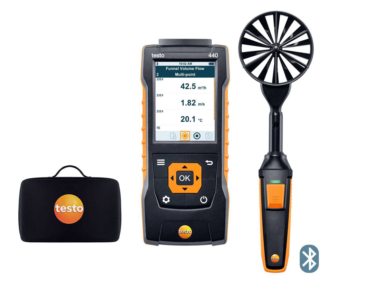 testo 440 Climate Measuring Device Set with 100 mm Vane Probe