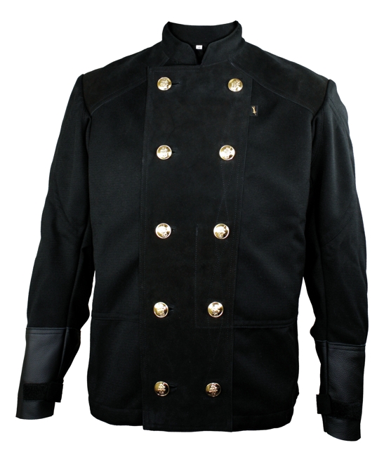 Arbeits-Koller mit Lederbesatz