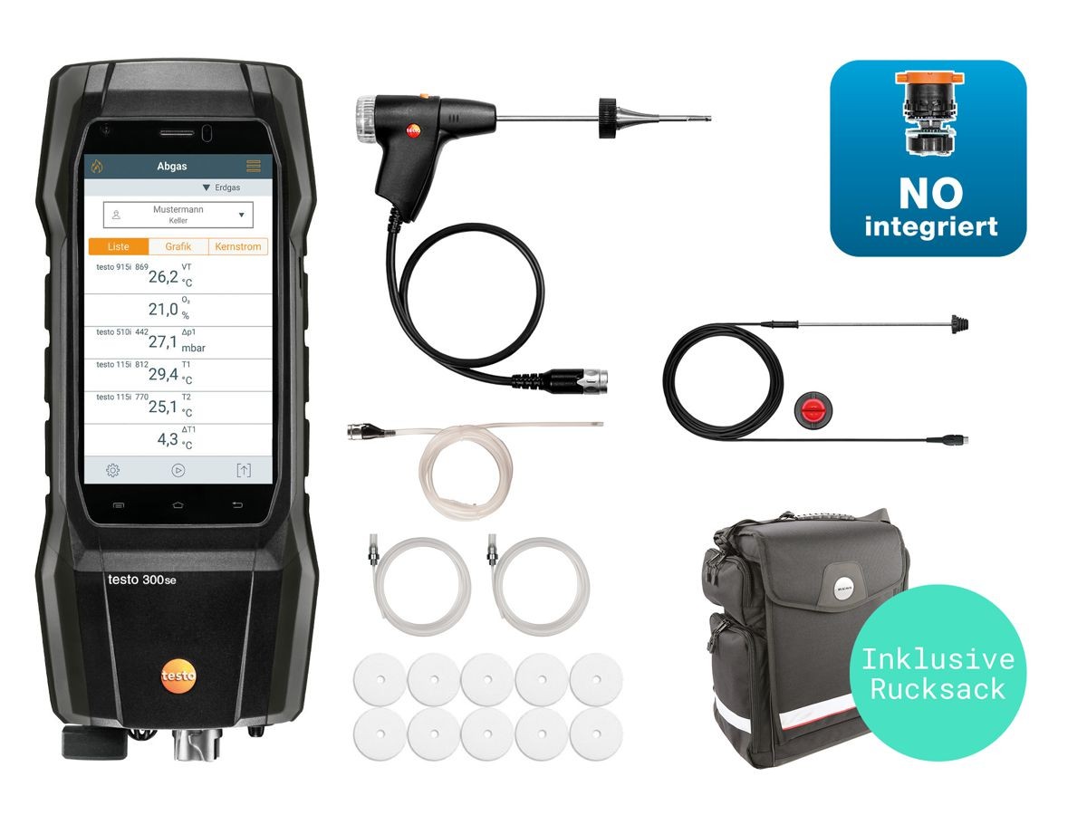 testo 300 SE Abgasmessgerät LongLife-Set NO - Rucksack-Frühjahrsaktion