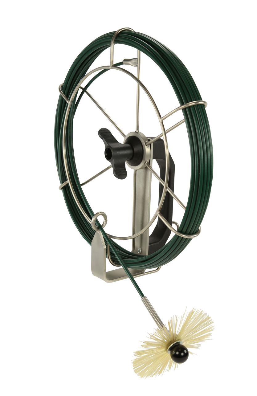 Dévidoir de ramonage 15 m - tige en PRV Ø 7,5 mm, verde - à porter à la ceinture