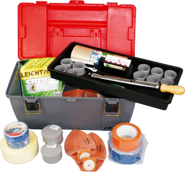 Mallette d'étanchéité pour porte soufflante avec 12 vessies en caoutchouc et accessoires