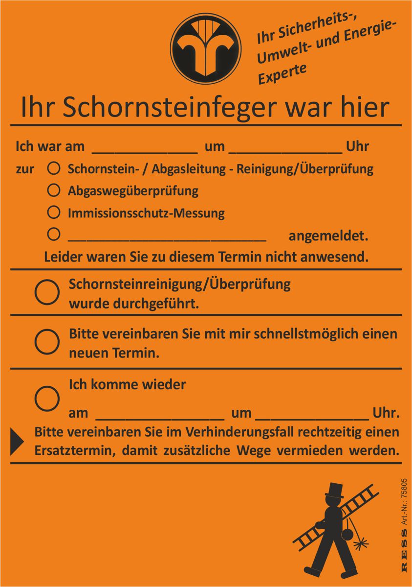Anmeldezettel "Ihr Schf. war hier" orange - ZIV