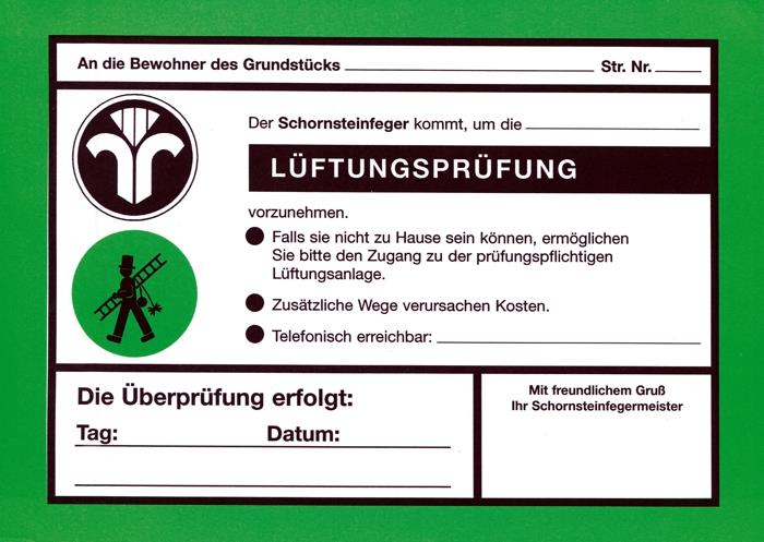 Ankündigungszettel "Lüftungsprüfung" DIN A5 Ankündigungszettel "Lüftungsprüfung" DIN A5