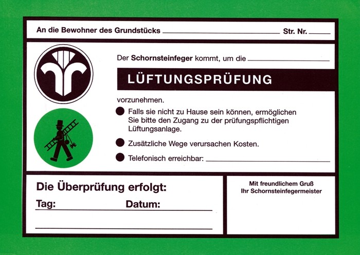 Ankündigungszettel "Lüftungsprüfung" DIN A5
