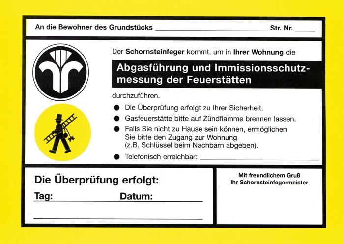 Ankündigungszettel "Abgasführung" DIN A5 Ankündigungszettel "Abgasführung" DIN A5