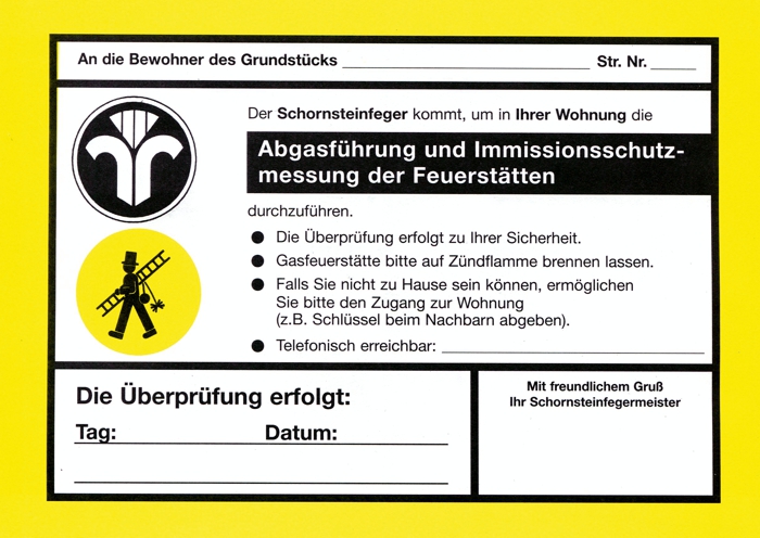 Ankündigungszettel "Abgasführung" DIN A5