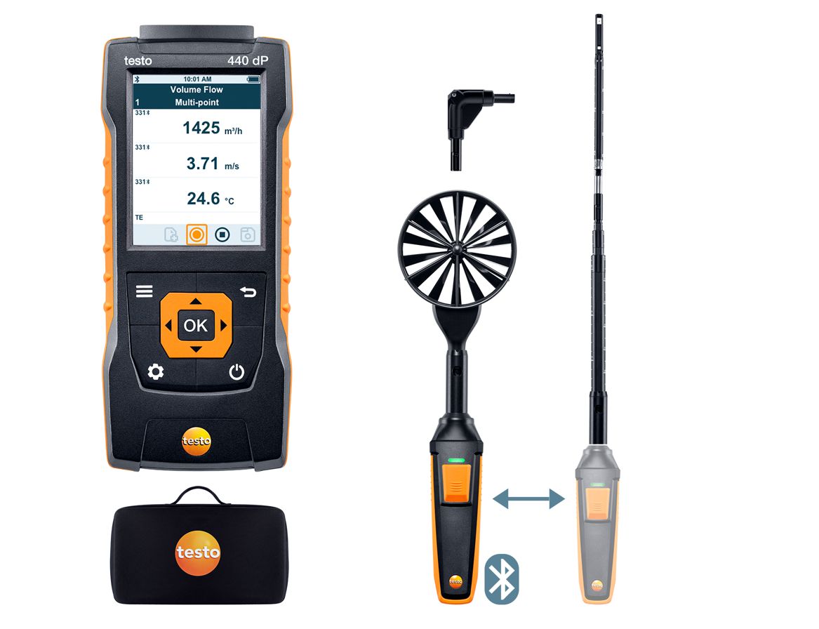 testo 440 klimamåleapparat delta P Flow Combo sæt 1 med BT®